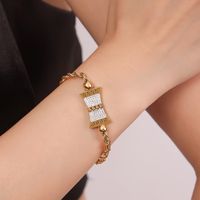 Titanium Steel 18K Gold Plated Retro Simple Style British Style Hourglass Inlay Rhinestones Bracelets Necklace sku image 2