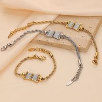 Titanium Steel 18K Gold Plated Retro Simple Style British Style Hourglass Inlay Rhinestones Bracelets Necklace main image 4