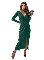 Women's Party Dress Sexy V Neck Criss Cross Slit Long Sleeve Solid Color Midi Dress Daily Swimming Pool Beach main image 9