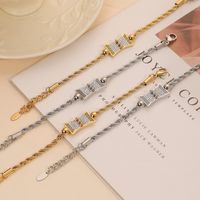 Titanium Steel 18K Gold Plated Retro Simple Style British Style Hourglass Inlay Rhinestones Bracelets Necklace main image 10