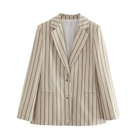 Women's Coat Long Sleeve Blazers Casual Simple Style Stripe main image 2