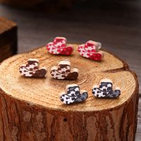 1 Pair Cute Simple Style Commute Oil Painting Bottle Apple Lacquer Painting Wood Ear Studs main image 4
