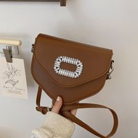 Women's Pu Leather Solid Color Classic Style Sewing Thread Flip Cover Crossbody Bag sku image 4