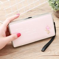 Fashion Lychee Pattern Long Multifunctional Embroidered Portable Wallet Wholesale sku image 4