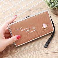 Fashion Lychee Pattern Long Multifunctional Embroidered Portable Wallet Wholesale sku image 5