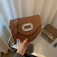 Women's Pu Leather Solid Color Classic Style Sewing Thread Flip Cover Crossbody Bag main image 4