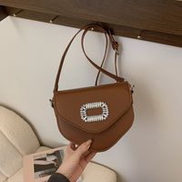 Women's Pu Leather Solid Color Classic Style Sewing Thread Flip Cover Crossbody Bag main image 3
