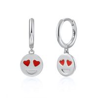 S925 Silver Needle Peach Heart Eye Emoji Earrings Wild Fashion Emoji Smiley Face Ear Buckle Earrings sku image 2