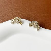 1 Pair Casual Glam Simple Style Moon Butterfly Bird Plating Inlay Alloy Rhinestones 14k Gold Plated Ear Studs sku image 1