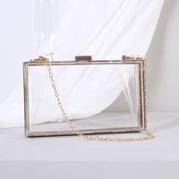White Black Transparent Arylic Solid Color Square Clutch Evening Bag main image 5