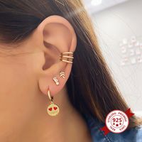 S925 Silver Needle Peach Heart Eye Emoji Earrings Wild Fashion Emoji Smiley Face Ear Buckle Earrings main image 4