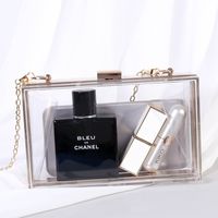 White Black Transparent Arylic Solid Color Square Clutch Evening Bag main image 4