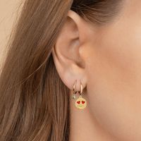 S925 Silver Needle Peach Heart Eye Emoji Earrings Wild Fashion Emoji Smiley Face Ear Buckle Earrings main image 3