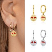 S925 Silver Needle Peach Heart Eye Emoji Earrings Wild Fashion Emoji Smiley Face Ear Buckle Earrings main image 5