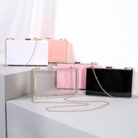 White Black Transparent Arylic Solid Color Square Clutch Evening Bag main image 2
