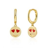 S925 Silver Needle Peach Heart Eye Emoji Earrings Wild Fashion Emoji Smiley Face Ear Buckle Earrings sku image 1