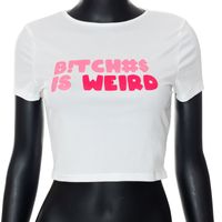 Mujeres Top Corto Cruzado Manga Corta Camisetas Impresión Estilo Simple Letra main image 2