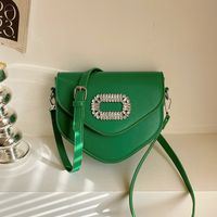 Women's Pu Leather Solid Color Classic Style Sewing Thread Flip Cover Crossbody Bag sku image 3