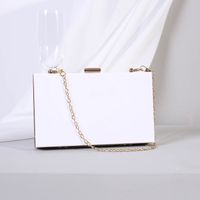 White Black Transparent Arylic Solid Color Square Clutch Evening Bag sku image 1