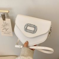 Women's Pu Leather Solid Color Classic Style Sewing Thread Flip Cover Crossbody Bag sku image 1