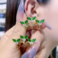 1 Pair Casual Glam Simple Style Moon Butterfly Bird Plating Inlay Alloy Rhinestones 14k Gold Plated Ear Studs main image 10