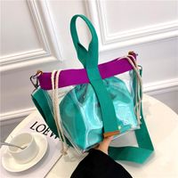 Women's Medium PVC Color Block Vacation Beach Magnetic Buckle Jelly Bag main image 3
