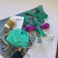 Women's Medium PVC Color Block Vacation Beach Magnetic Buckle Jelly Bag main image 4