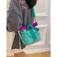 Women's Medium PVC Color Block Vacation Beach Magnetic Buckle Jelly Bag sku image 2