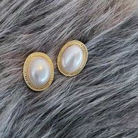 1 Pair Exaggerated Simple Style Korean Style Oval Heart Shape Snowflake Plating Inlay Alloy Rhinestones Pearl Gold Plated Silver Plated Earrings sku image 4