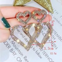 1 Pair Exaggerated Simple Style Korean Style Oval Heart Shape Snowflake Plating Inlay Alloy Rhinestones Pearl Gold Plated Silver Plated Earrings main image 8