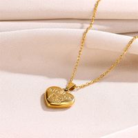 304 Stainless Steel 18K Gold Plated MAMA Simple Style Classic Style Plating Heart Shape Pendant Necklace main image 5