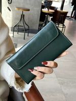 Women's Solid Color Leather Magnetic Buckle Wallets sku image 7