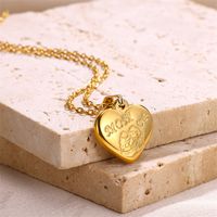 304 Stainless Steel 18K Gold Plated MAMA Simple Style Classic Style Plating Heart Shape Pendant Necklace main image 4