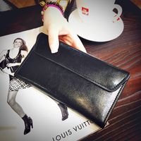 Women's Solid Color Leather Magnetic Buckle Wallets main image 4