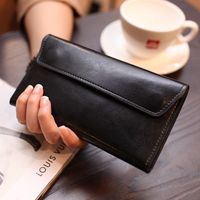 Women's Solid Color Leather Magnetic Buckle Wallets sku image 2