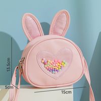 Kid's Mini Pu Leather Heart Shape Cute Zipper Crossbody Bag sku image 2