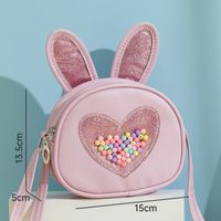 Kid's Mini Pu Leather Heart Shape Cute Zipper Crossbody Bag sku image 6