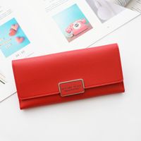Women's Solid Color Pu Leather Lock Clasp Wallets sku image 1