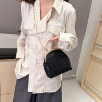 Women's Pu Leather Gauze Solid Color Classic Style Sequins Clipped Button Dome Bag main image 8