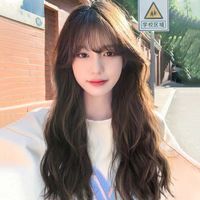 Women's Sweet Party High Temperature Wire Air Bangs Long Curly Hair Wigs sku image 5
