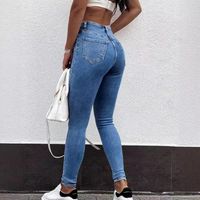 Women's Holiday Daily Simple Style Solid Color Full Length Button Jeans Skinny Pants main image 5