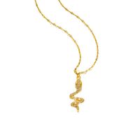 304 Stainless Steel Copper 18K Gold Plated Casual Simple Style Snake Zircon Pendant Necklace main image 5