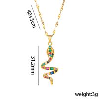 304 Stainless Steel Copper 18K Gold Plated Casual Simple Style Snake Zircon Pendant Necklace main image 2