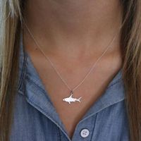 European And American Popular Gold And Silver Great White Shark Alloy Necklace Nhcu153011 main image 4