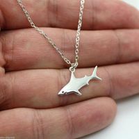 European And American Popular Gold And Silver Great White Shark Alloy Necklace Nhcu153011 main image 6