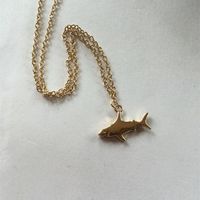European And American Popular Gold And Silver Great White Shark Alloy Necklace Nhcu153011 sku image 1
