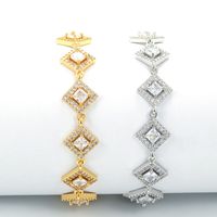 Fashion Full Row Zircon Square Diamond Geometric Rhombus Copper Bracelet Female main image 2