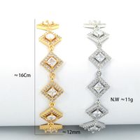 Fashion Full Row Zircon Square Diamond Geometric Rhombus Copper Bracelet Female main image 6