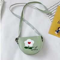 Girl's Mini Pu Leather Cartoon Cute Semicircle Zipper Crossbody Bag sku image 1
