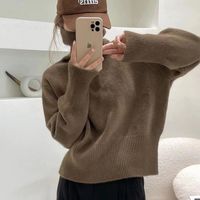 Simple Style Solid Color Polyacrylonitrile Fiber Round Neck Long Sleeve Regular Sleeve Patchwork Sweater main image 5